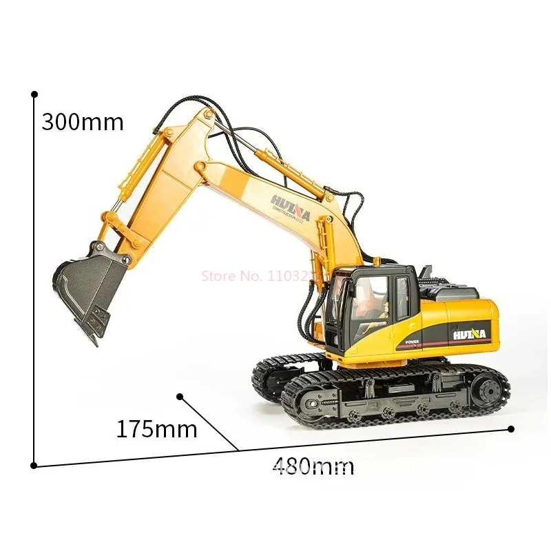 New Huina 650 Remote Controlled Excavator Simulation Large Spray Excavator Model Youngsters Engineering Vehicle Toy Alloy Bucket 6