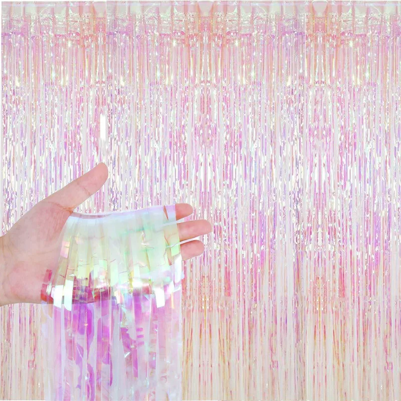 Foil Laser Fringe Curtain - Shiny Tinsel Backdrop For Birthday, Wedding, Party Decor 8 thumbnail image