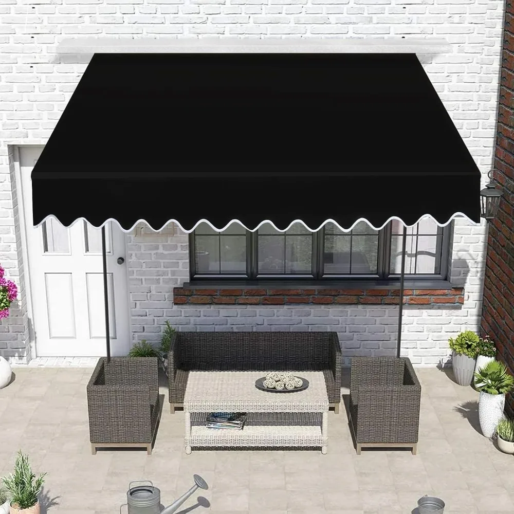 

Manual Retractable Awning 118” Non-Screw Outdoor Sun Shade Adjustable Shade Cover with UV Protection Awning