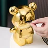 Bear Ceramic Plating Save Money Bank Nordic Home Decoration Cute Bear Sculpture Light Luxury Desktop Figurines Living Room Decor 5