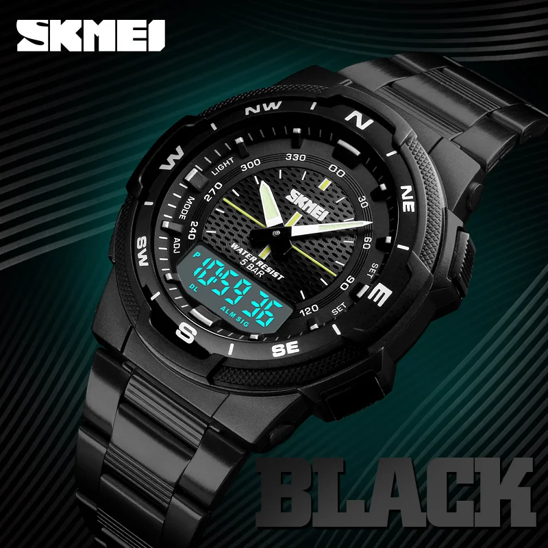 SKMEI Luxury Quartz Watch for Men Stopwatch Chronograph Sports Waterproof Digital Mens Wristwatches Clock Reloj Masculino 1370 6