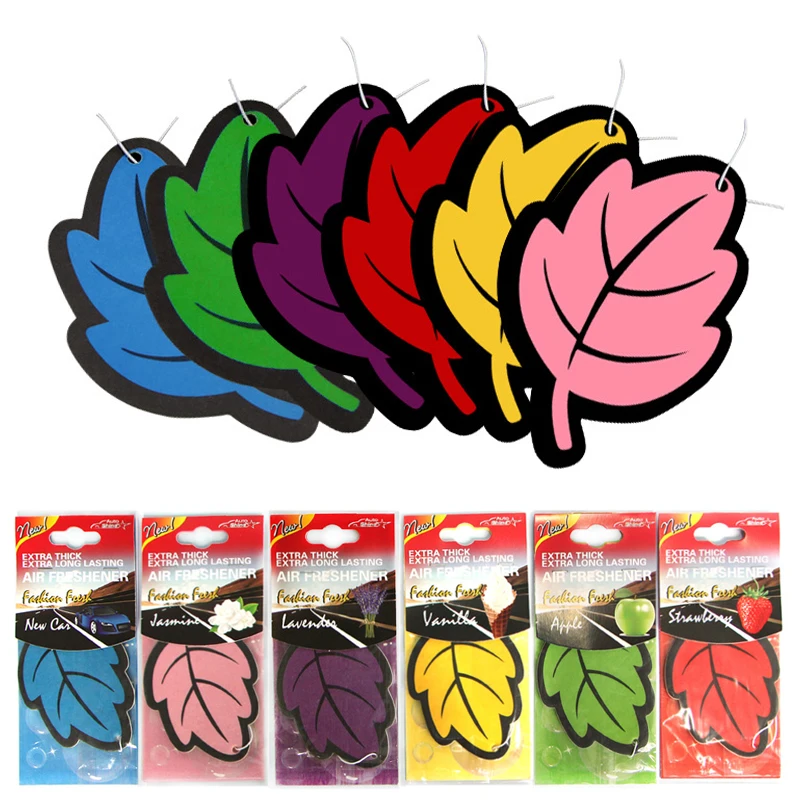 Car Air Freshener Natural Scented Tea Paper Auto Hanging Vanilla Perfume Fragrance Leaf Shape Car Accessories Interior 6PCS