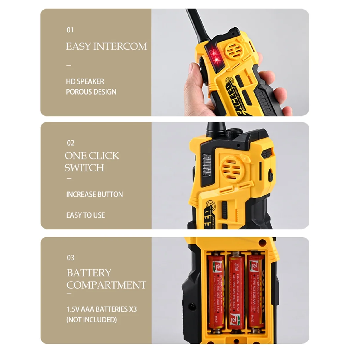 BAAU Kids Walkie Talkies, Electronic Long Range Talkies Toys 2 Way Radio Toy with Light,for Outdoor Sports Camping Climbing