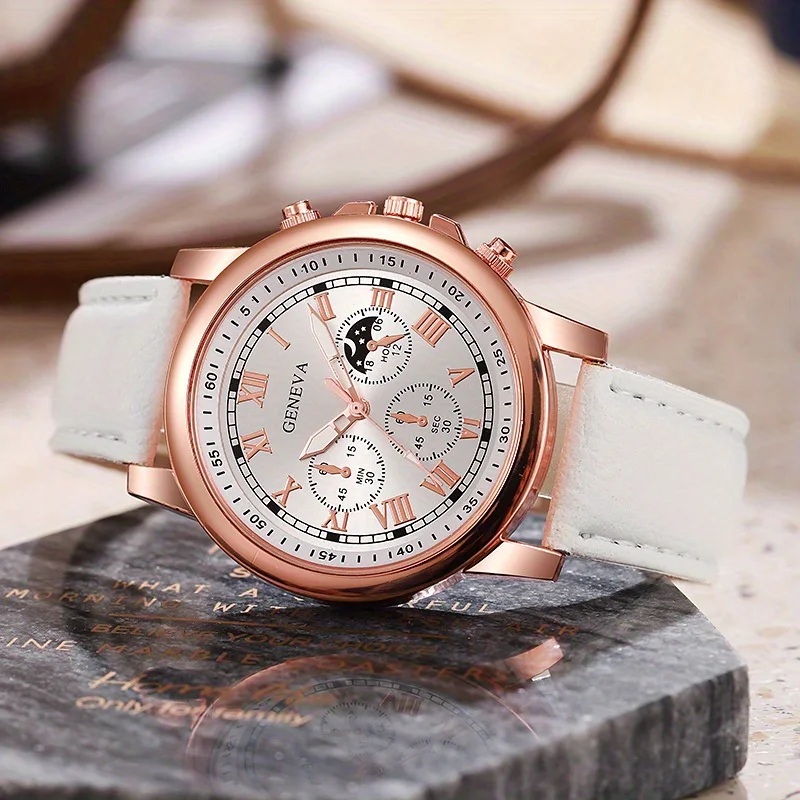 Stylish and Casual High Quality Ladies Colorful Gold Dial Leather Strap Full Diamond Watch Student Girl Simple Vintage Clock