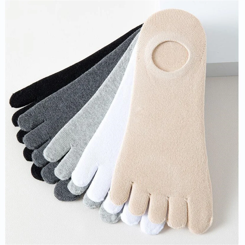 Five Fingers Socks Men Breathable Short Ankle Toe Socks Sports Running Solid Color Black Gray Male Sox 5 Pairs sports socks plain color boat socks ankle socks short socks black socks athletic socks gym socks breathable socks solid color socks solid colour socks