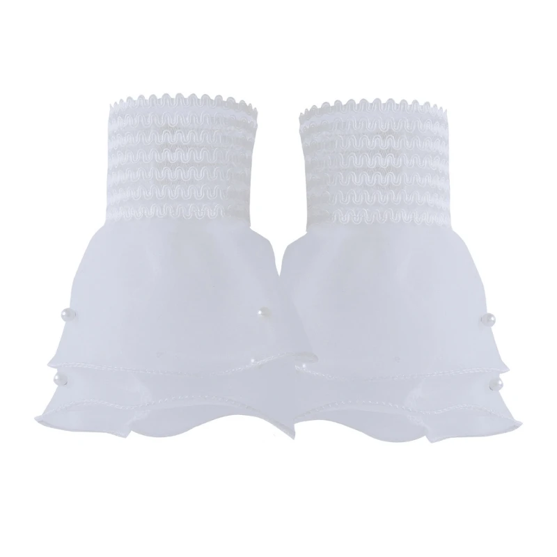 

Pearl Decors Ruffle Fake Decorative Sleeve Pleated False Cuffs Sweater Cuffs