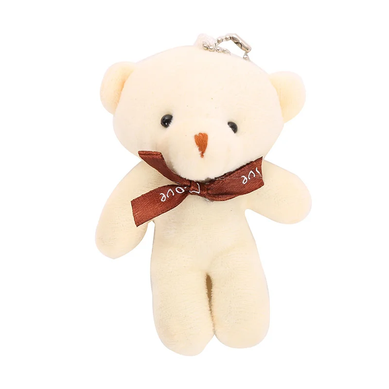 thumbnail image 1 of 10 piezas/paquete de 12 cm de mini osito de peluche con lazo colgante, llavero de peluche colorido, 1 of 5
