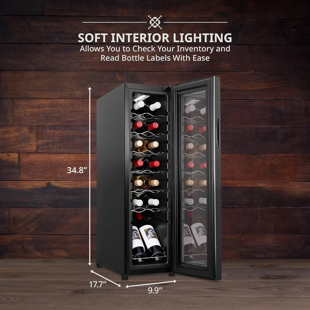 14 Bottle Compressor Wine Cooler Refrigerator w/Lock Large Freestanding Wine Cellar For Red, White, Champagne