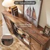 Farmhouse TV Stand for 75+ Inch TV, 32" Tall Entertainment Center w/4 Drawers & Sliding Barn Door, Rustic Media Conso 4