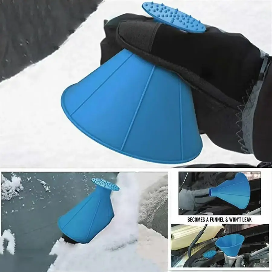 2pc Car windshield defroster snow bucket conical defrosting tool glass scraper large horn defroster