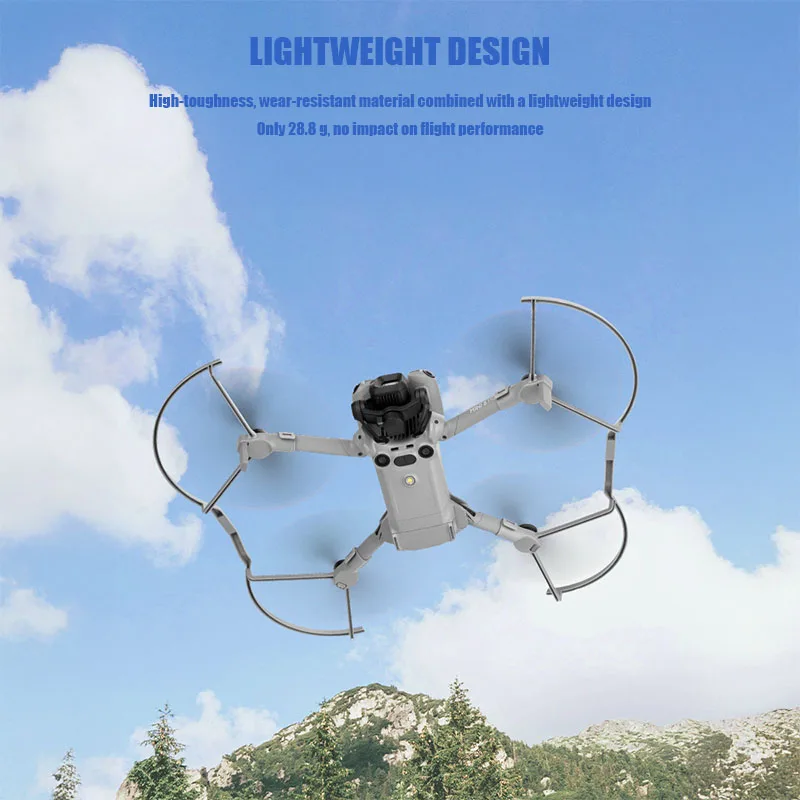 Protection d'hélices pour DJI Mini 5 Pro installée, assurant la sécurité du drone lors des vols.