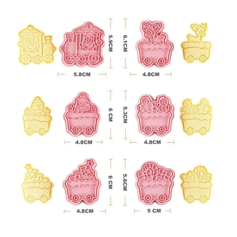 Cookie Cutter 6Pcs/set Christmas Train Cookie Mold Stamp Biscuit Mold Cookie Cutter DIY Fondant Baking Cake Decoration Tools Bakeware