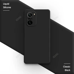Premium Shockproof Square Liquid Silicone Soft Candy Cover - Original Mobile Phone Accessory Case for POCO F3 (Classic Black)