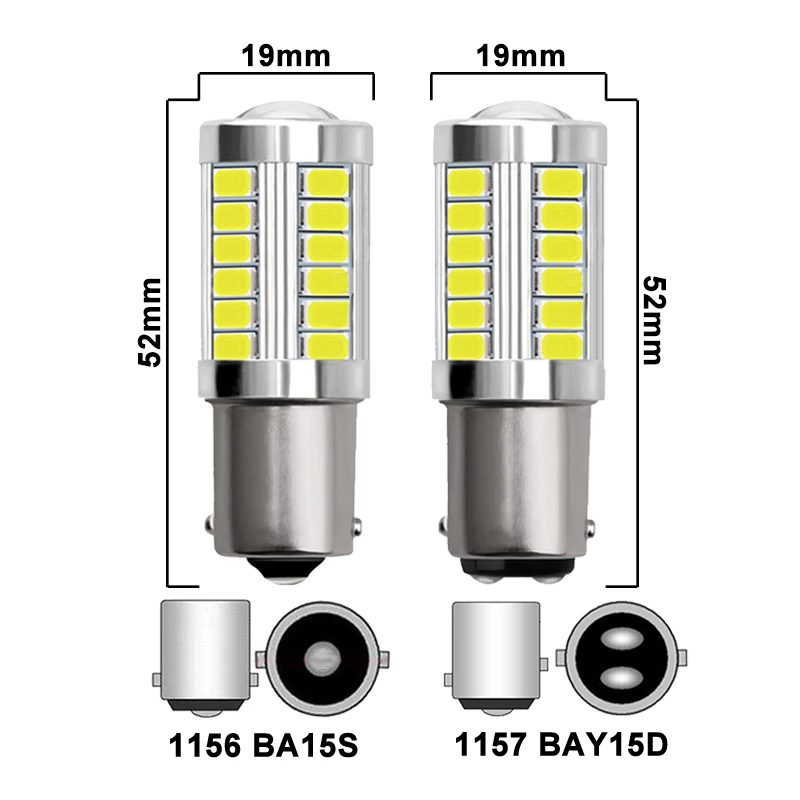 2/4/8 PCS P21W Ba15s 1156 Bay15d 1157 LED  ȸ ȣ DRL Ȱ  극ũ    12V 33SMD 7000K 