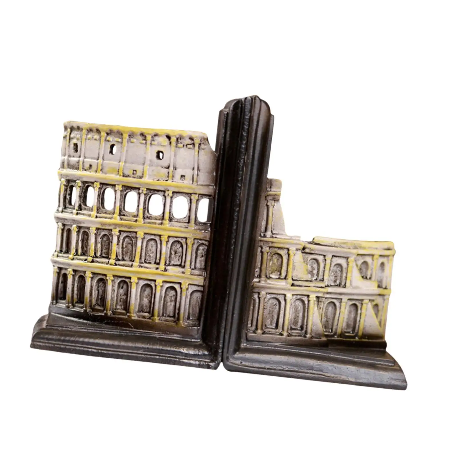 2x Decorative Bookends,Resin Book Ends Home Bookends of The Colosseum Book Stoppers for School Cookbooks Library Heavy Books