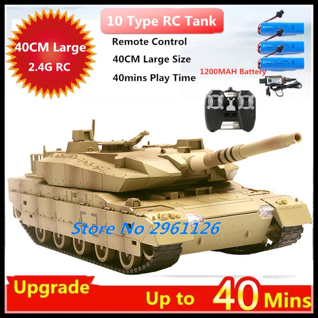 Type 10 2.4G RC Tank 40cm Large Update to 40mins tiger tank rc T 34 tank Independent Load-bearing Track Turret Tank toy for boys 1