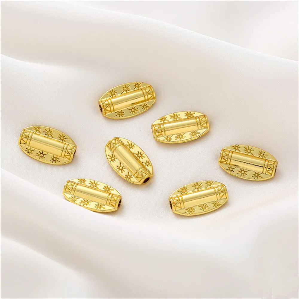 

18K sand gold six flowers spacer tube diy accessories loose beads handmade bracelet spacer beads necklace jewelry materials