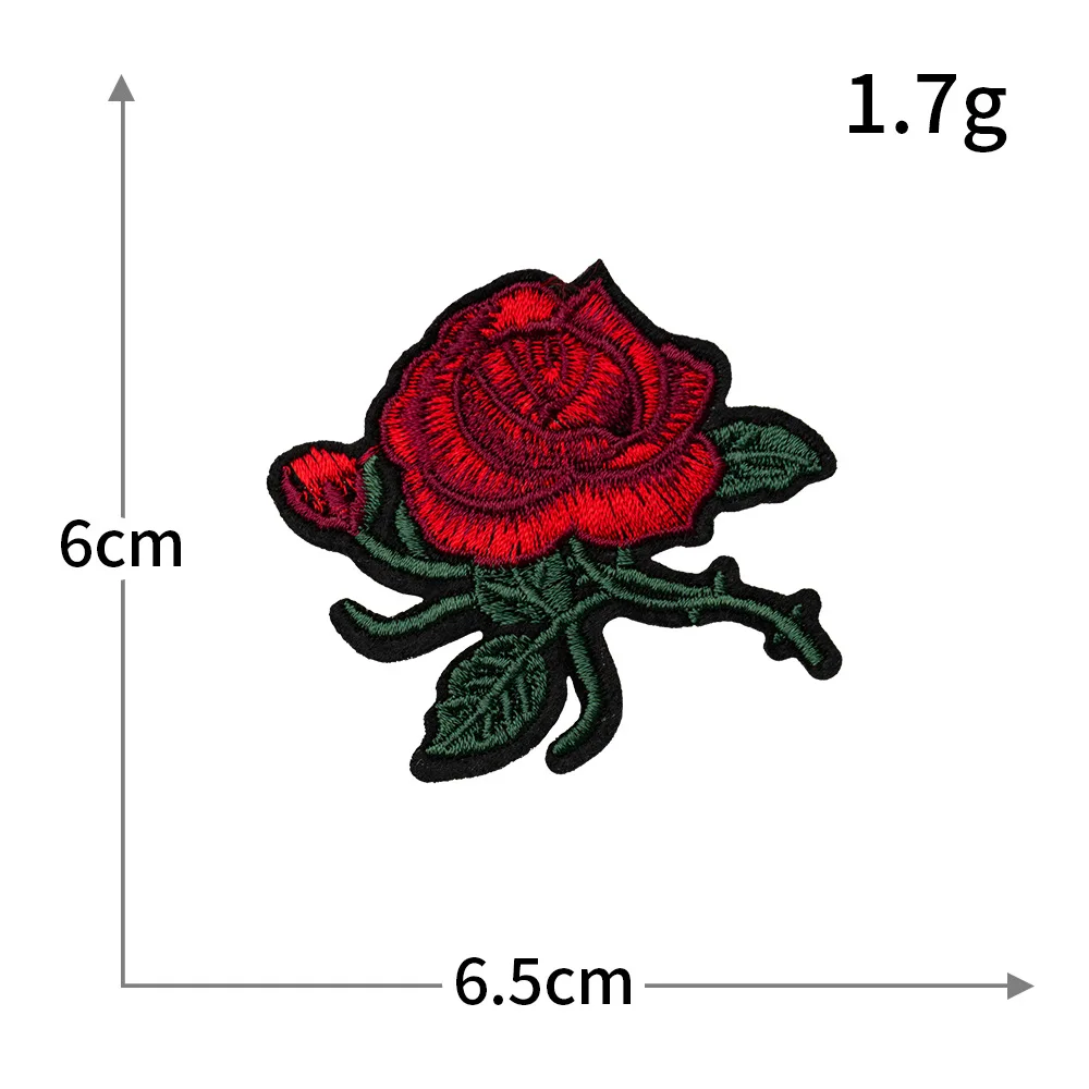 Red Rose Embroidery Patch - Decorative DIY Cloth Accent for Fashion & Accessories