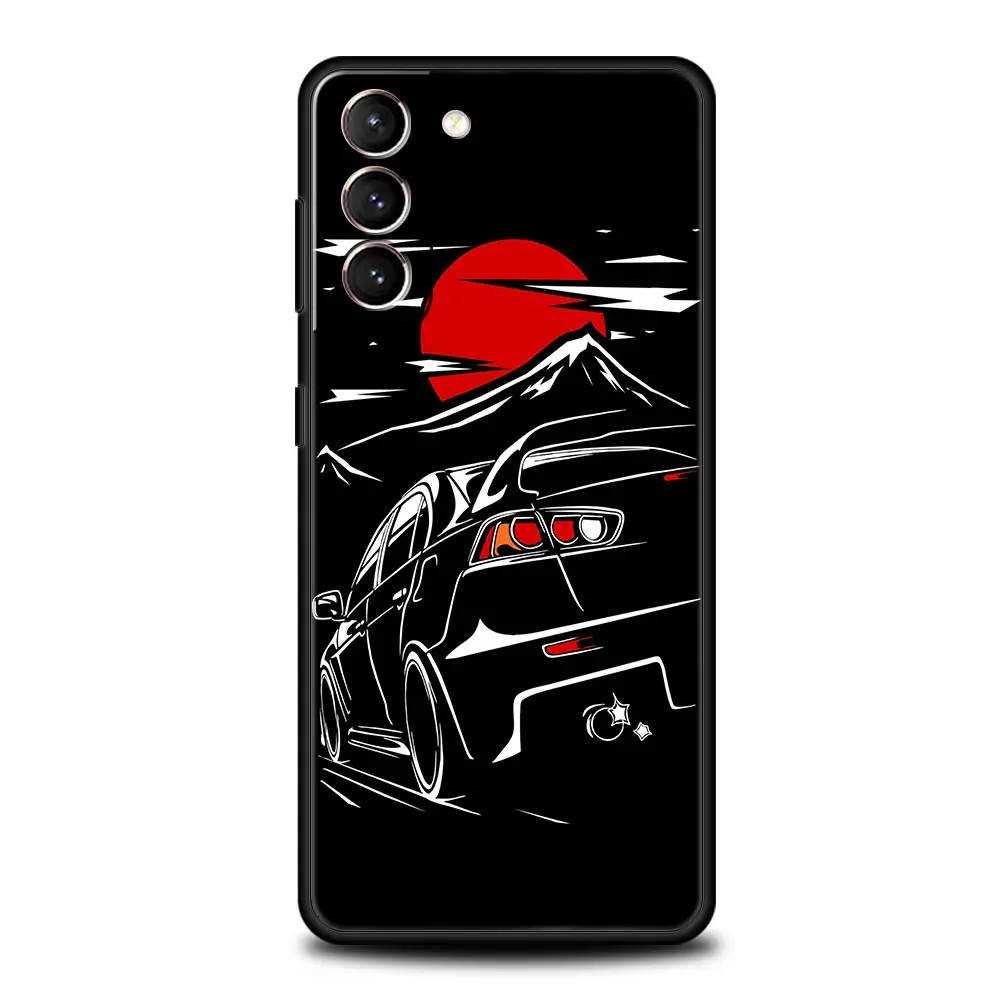 Japanese JDM Sports Car Black Silicone Phone Case