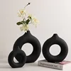 Nordic Circular Hollow Vase, Ceramic Donuts Flower Vase, Home Decoration Accessories, Interior Office Desktop Decor, Living Room 2