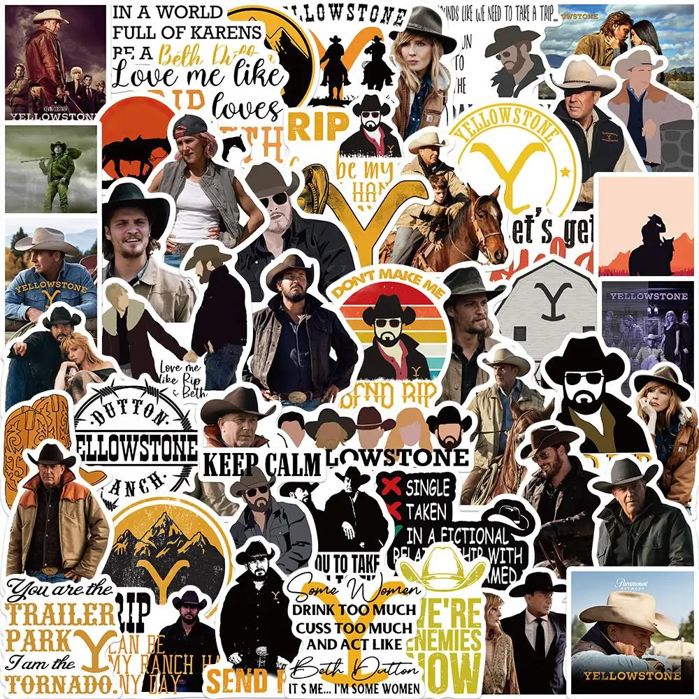 50Pcs Hot New Yellowstone Season Tv Show Sticker DIY Luggage Laptop Skateboard Car Phone Books Guitar Kids Toy Gift Decal