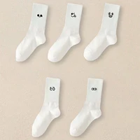 5/10/20 paires hommes blanc dessin animé chaussettes à la mode polyvalent Expression chaussettes avec Simple doux respirant confortable chaussettes décontractées 2
