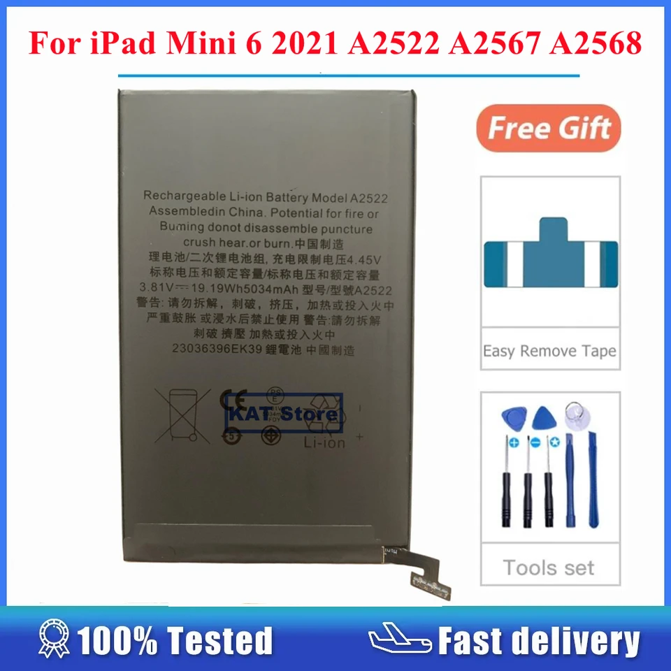 For iPad Mini 6 Mini6 2021 A2522 A2567 A2568 Li-Ion 3.81Vdc 19.19