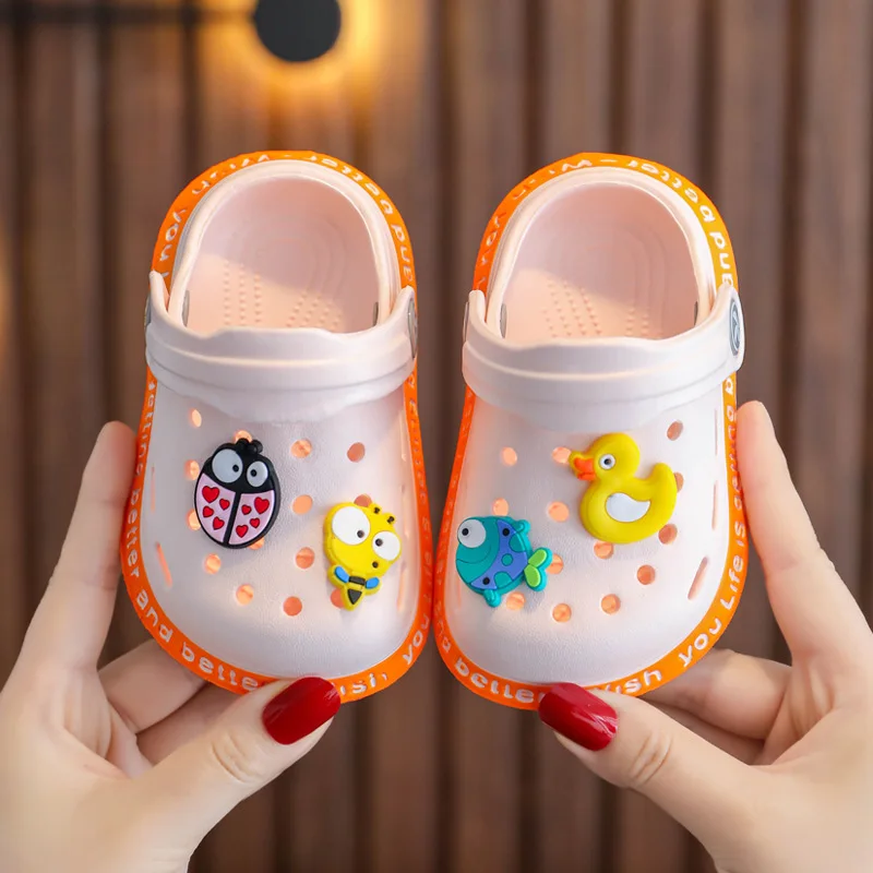 Summer Sandals kids Mules Baby Girls Boys Cartoon Baby Sandals Solid Flat Heels Cartoon Slippers Children's Garden Shoes