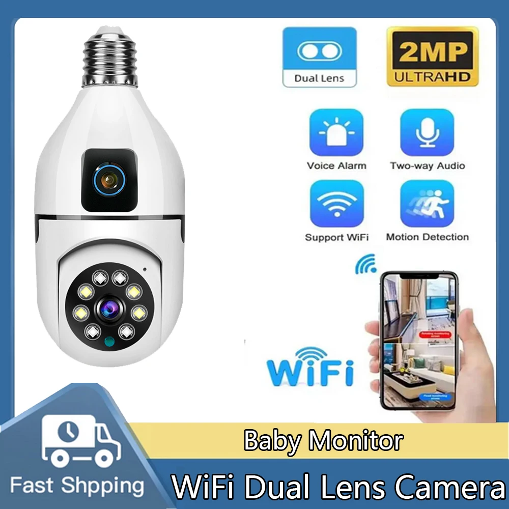 E27 V380 Wifi Ip Camera Dual Lens 1080P Lampadina Cam Indoor Wireless Lampe Smart Home Security Baby Monitor Telecamera Cctv