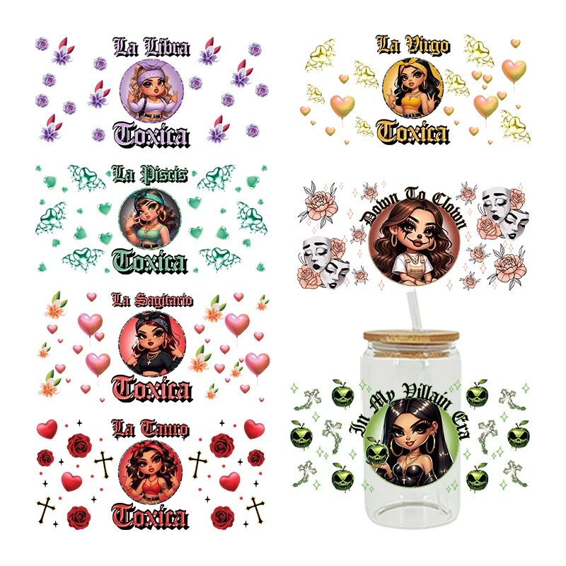 UV DTF Transfer Sticker Little Girl For The 16oz Libbey Glasses Wraps Bottles Cup Can DIY Waterproof Decals D18414