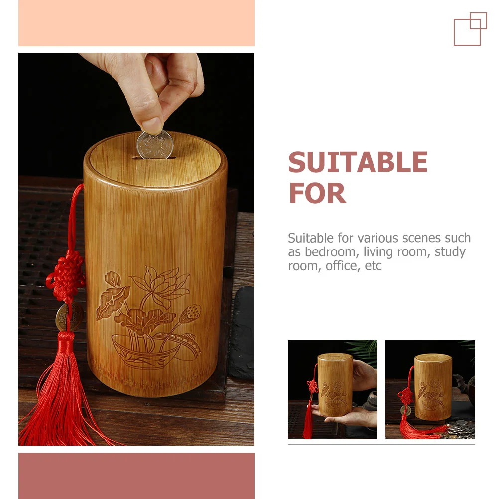 Decorations Container Bamboo Piggy Bank Child Dating Home Ornaments Chinese Coins Goods Money Saving Jar 4