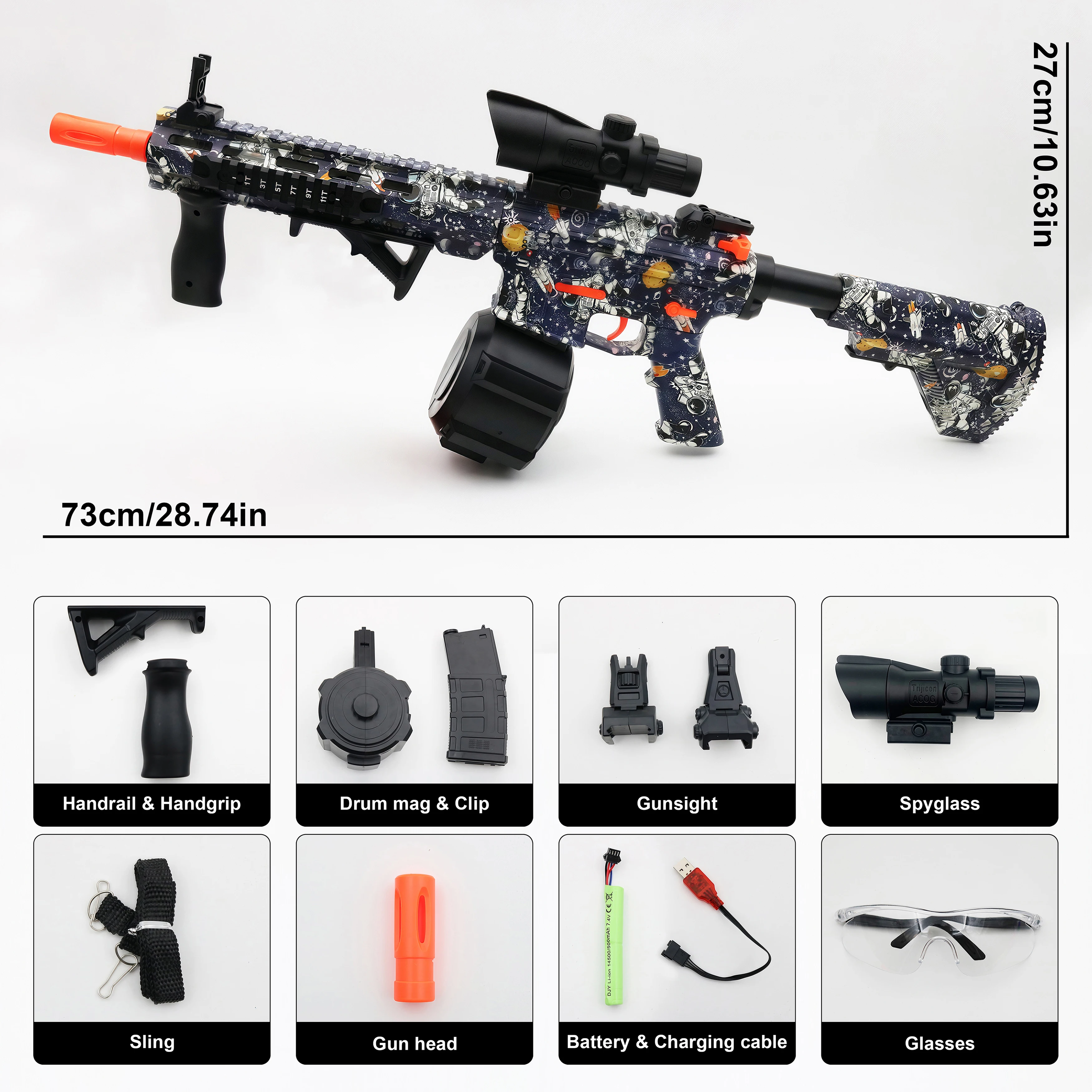 M416 Electric Gel Ball Blaster Toy Gun， Manual/Automatic Mode  , Rechargeable - Suitable for Summer Outdoor Shooting Games