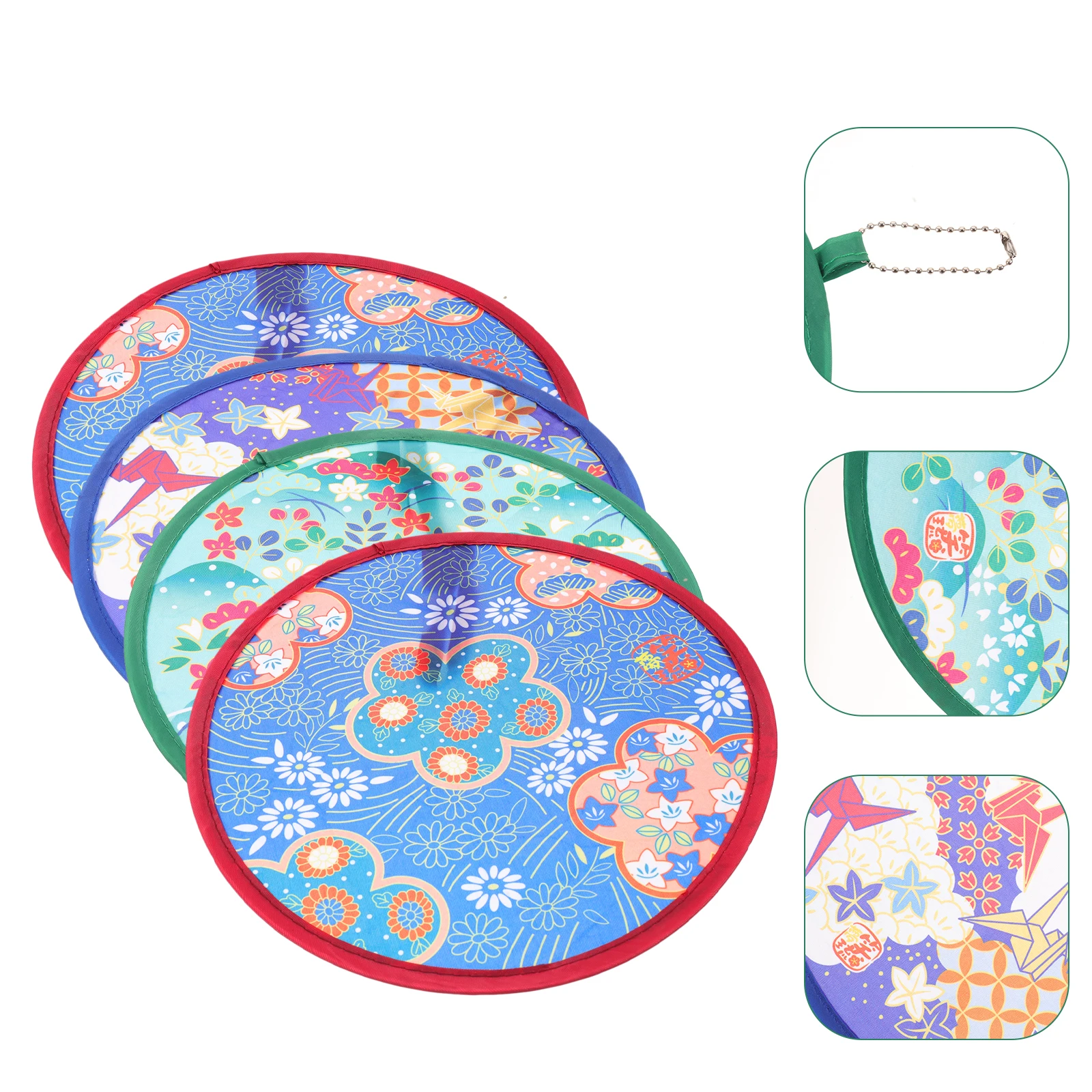 Folding Fan 4pcs Outdoor Playset Dance Paddle Handheld Circular Children Traditional Style Round For Woman