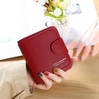 Women Wallets 2023 New Luxury Brand Red Black Small Mini Coin Purse Hasp Card Holder Lady Wallet Zipper Female Leather Buckle 1