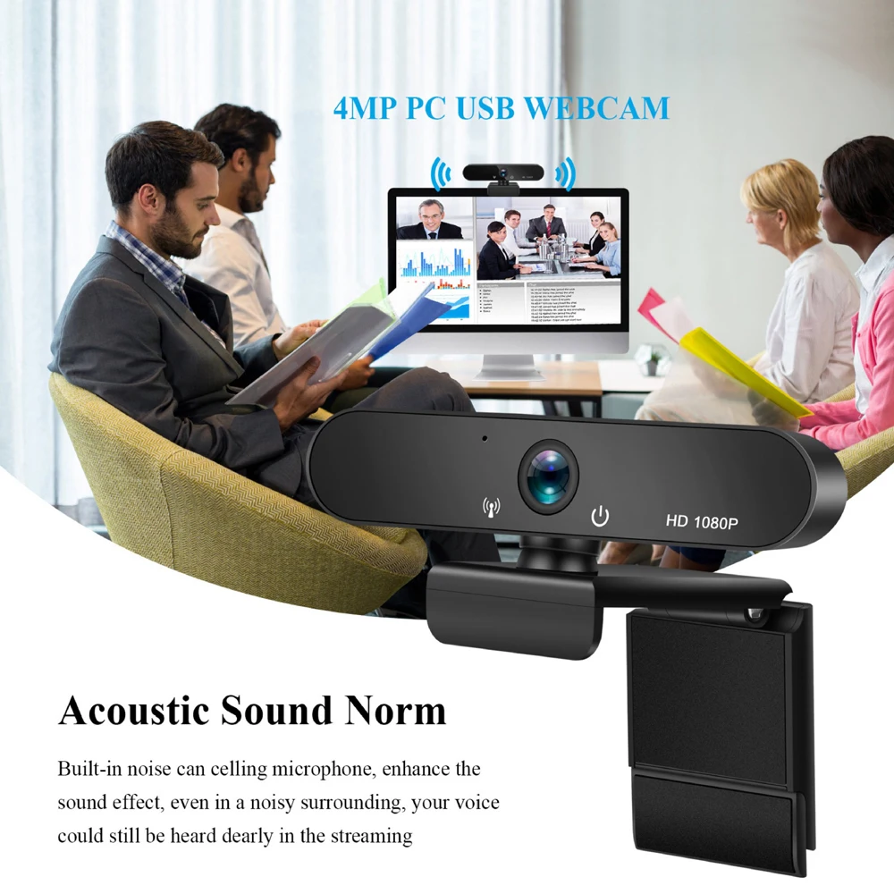 K12 1080P Webcam Full HD Computer PC WebCamera with Microphone Rotatable Cameras for Live Broadcast Video Calling Conference Work