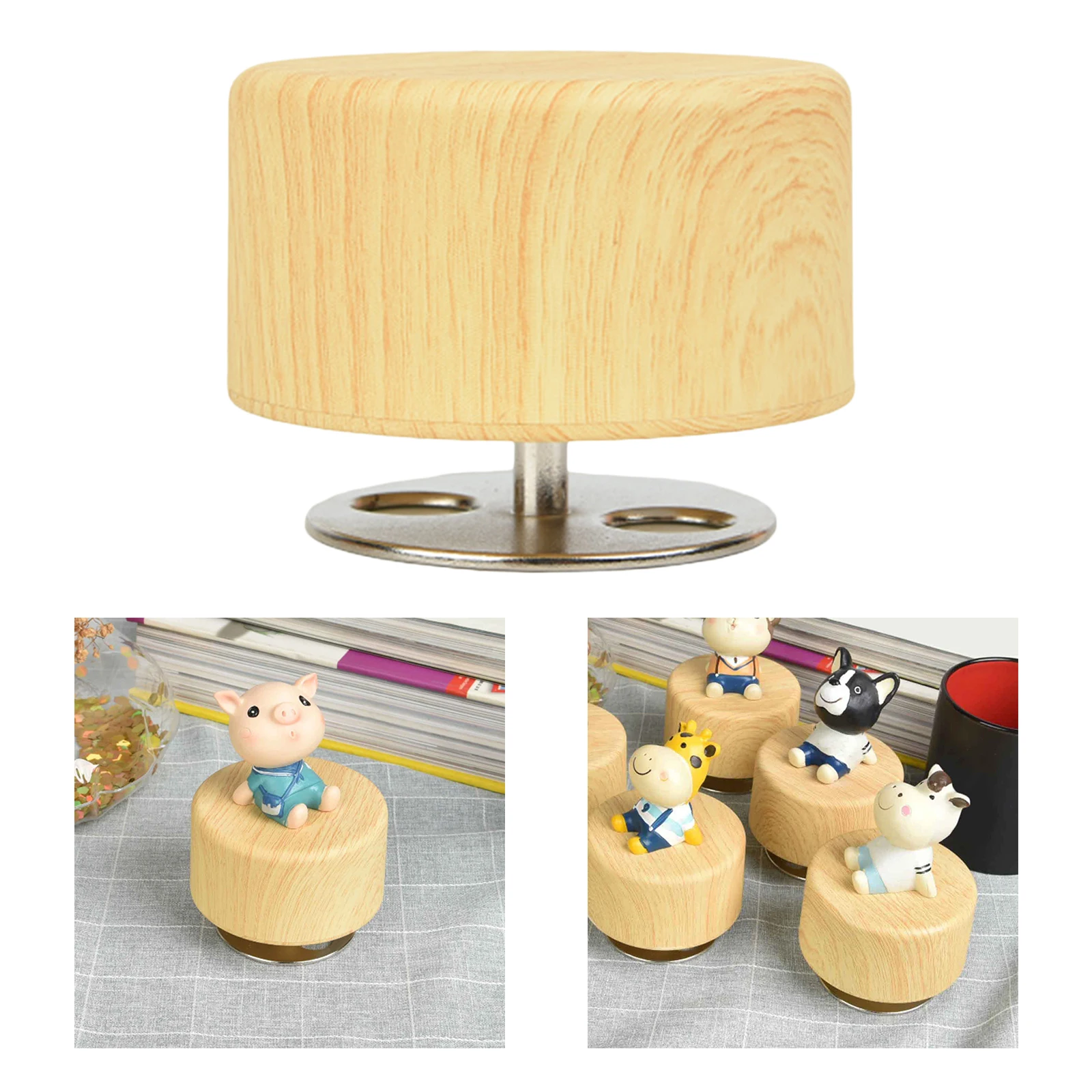 Wood Musical Boxes Base Clockwork Round Base for Home Valentines Birthday Children