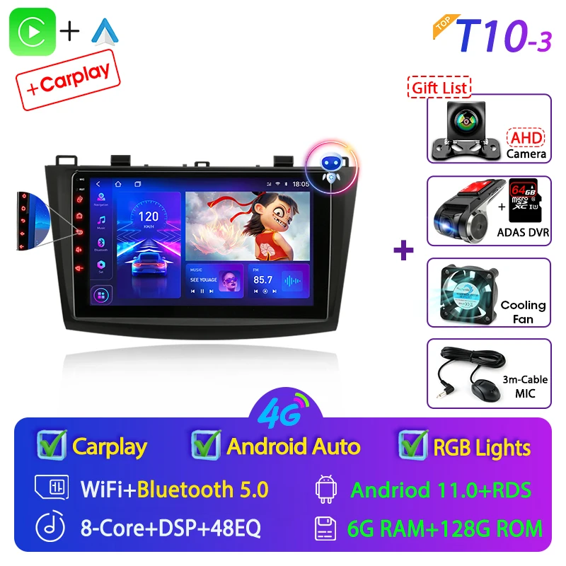 video screen for car 2 Din Android 11 For Mazda 3 2009-2013 Car Radio Multimedia Player Stereo Navigation with BOSE Carplay Speakers Head Unit Video auto video player Car Multimedia Players