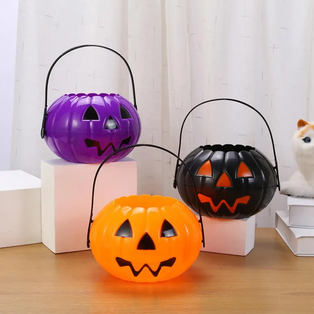 

Scary Halloween Candy Bucket Detachable Pumpkin Kettle Box for Trick or Treat Spacious Eye-catching Decoration