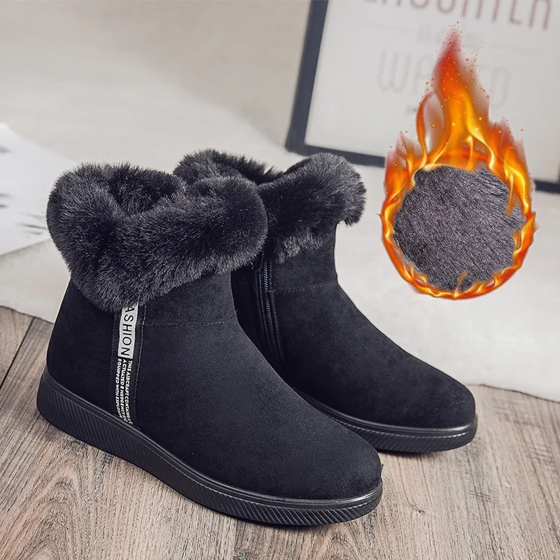 Snow Boots for Women Winter Zip Furry Warm Plus Size Female Ankle Boots Comfortable Concise Ladies Casual Footwear Fashaion New