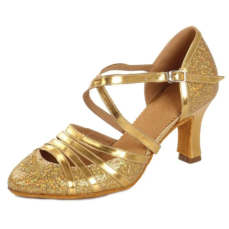 CLYFAN Ballroom Dance Shoes Women Glitter Modern Dance Shoes Salsa Ballroom Tango Latin Shoes 4