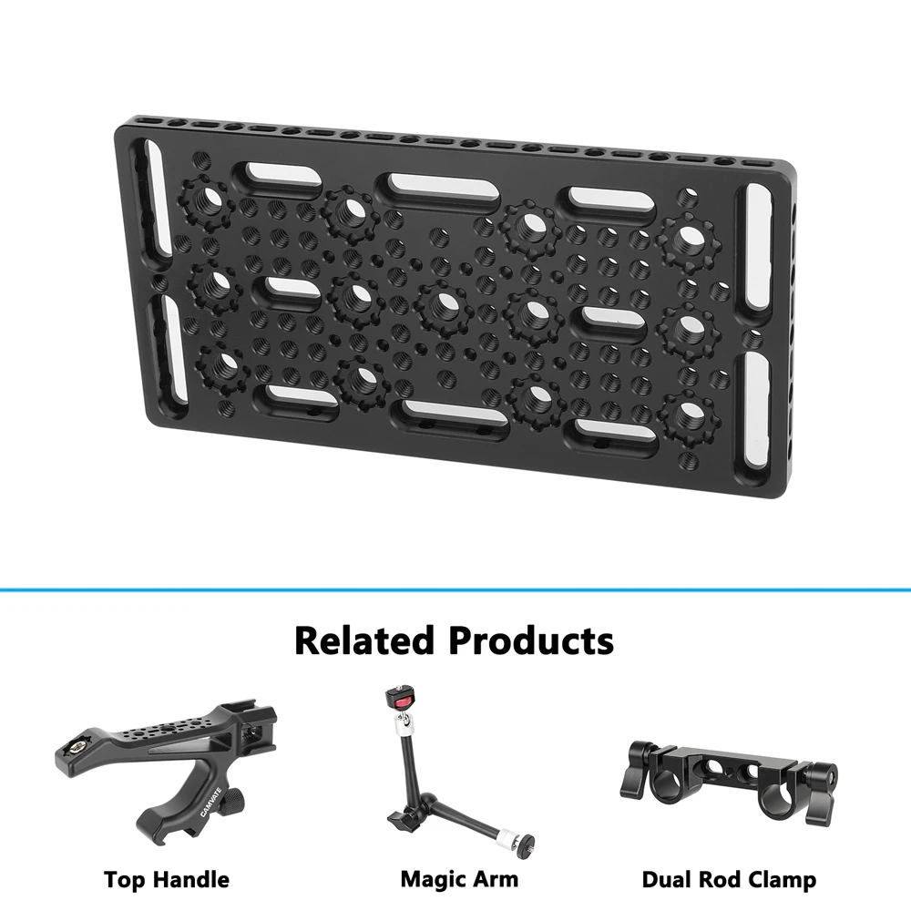 Multi-Purpose Mounting Cheese Plate with Anti-Twist Accessory Mounts For Rail bl