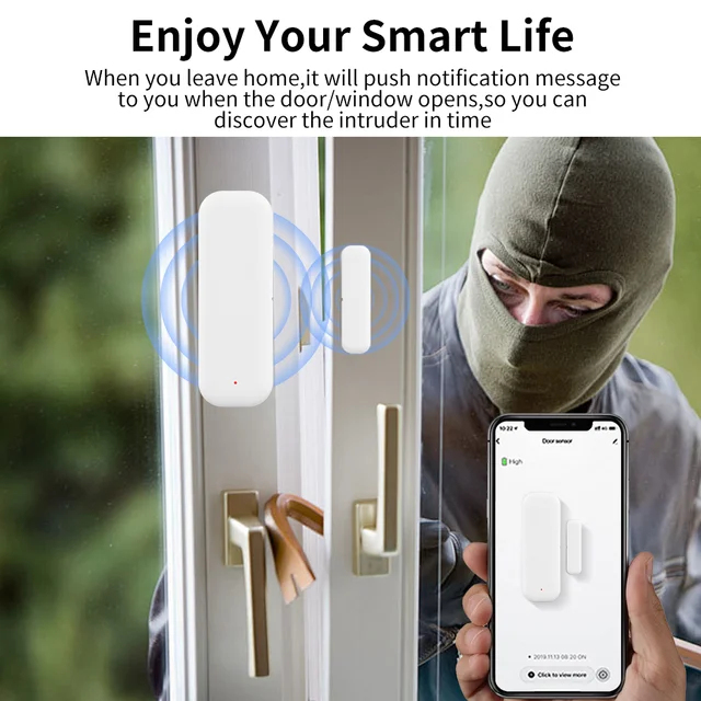 Tuya WiFi Door Sensor Window Sensor Contact Sensor For Smart Home Smart Life APP Remote Control Compatible with Alexa 3