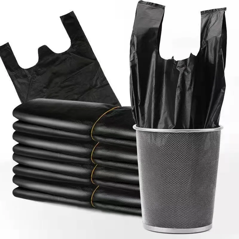 

Garbage Bag Trash Bag Edtra Large Household Thickened Tote Bag Plastic Bag Flat Black Large Vest Plastic Bag Wholesale