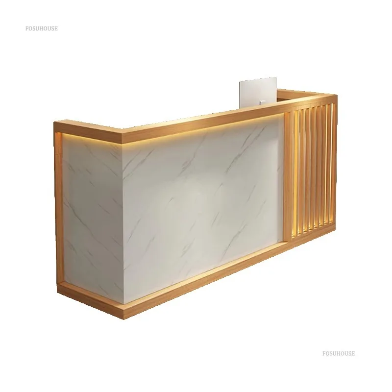 Modern Chinese Reception Desks Bar Counter Display Beauty Salon Reception Desk Cashier Counters Commercial Office Furniture H