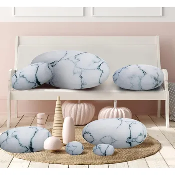 Three-Dimensional Curve Living Stones 7 Piece Set Floor Pillows Mixed Designs Home Decoration Stuffed Throw Pillows White 5