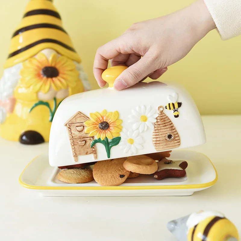 Ceramic Butter Dish,Porcelain Decorative Dim Sum Plate,Kitchen Dessert Saucer,Tableware Chhese Plates,Western Food Organzier
