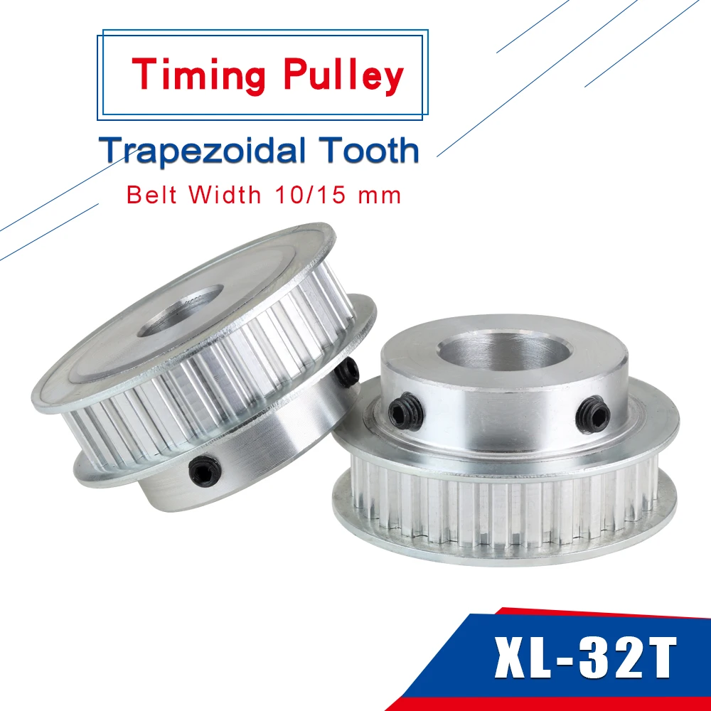 

XL 32T Alloy Pulley Teeth Pitch 5.08 mm Trapezoidal Tooth Pulley Wheel Bore 6/8/10/12/14/15/19/20/22/25 mm Belt Width 10/15mm