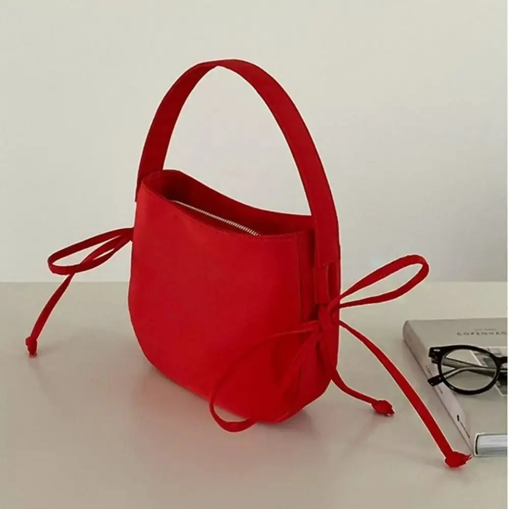 

Модная красная сумка для девушек с бантом на подмышках, нейлоновая сумка с регулируемым ремешком, сумка на плечо, многофункциональная сумка в балетном стиле