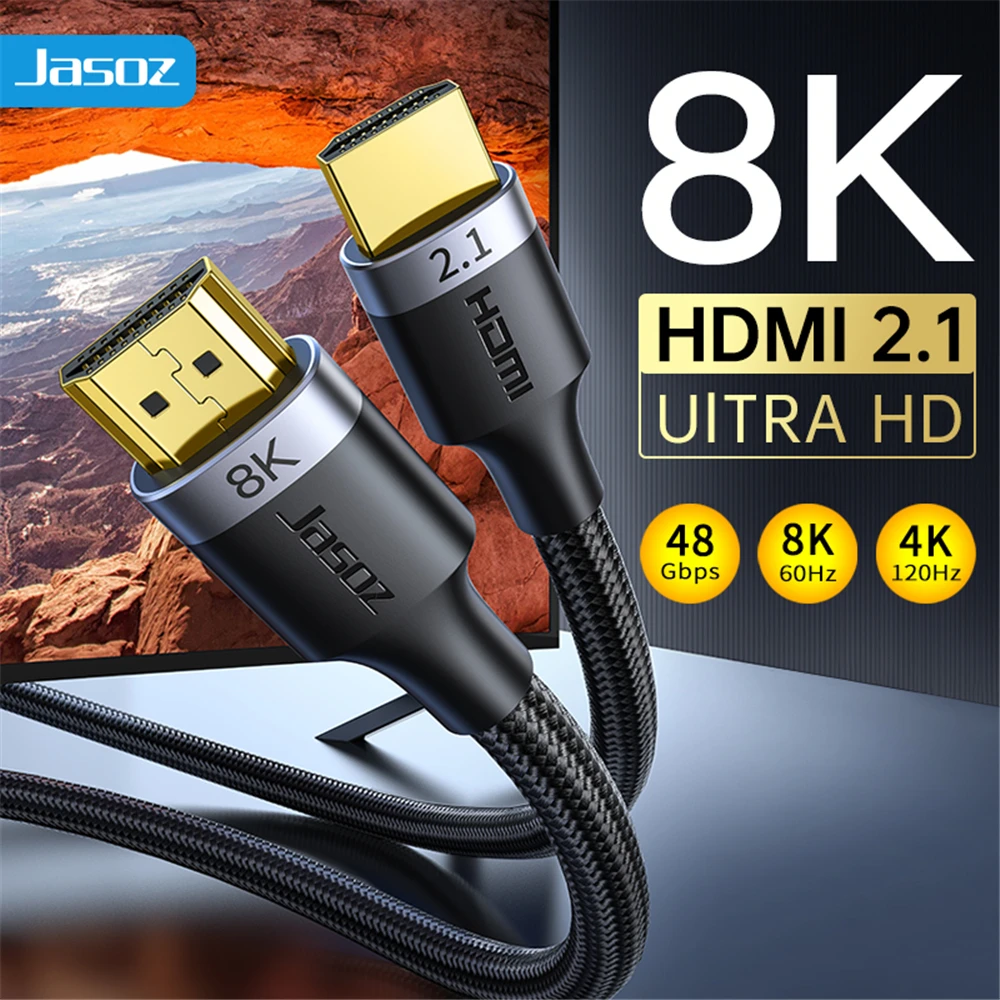 1m 1.5m 2m 3m 2.1 8K 120hz 4K 144 Hz 2.1 HDMI-Compatible 48Gbps eARC ARC  HDCP Ultra High Speed HDR for HD TV Laptop Projector - AliExpress