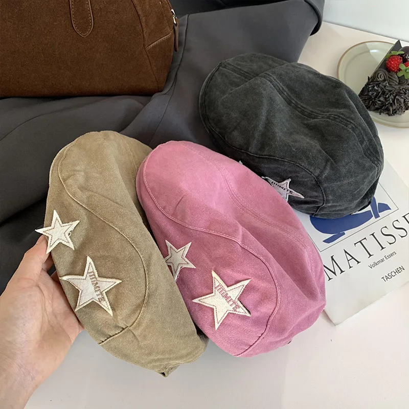 Panama women's fashionable retro star forward hat Y2k newsboy beret Cap H260